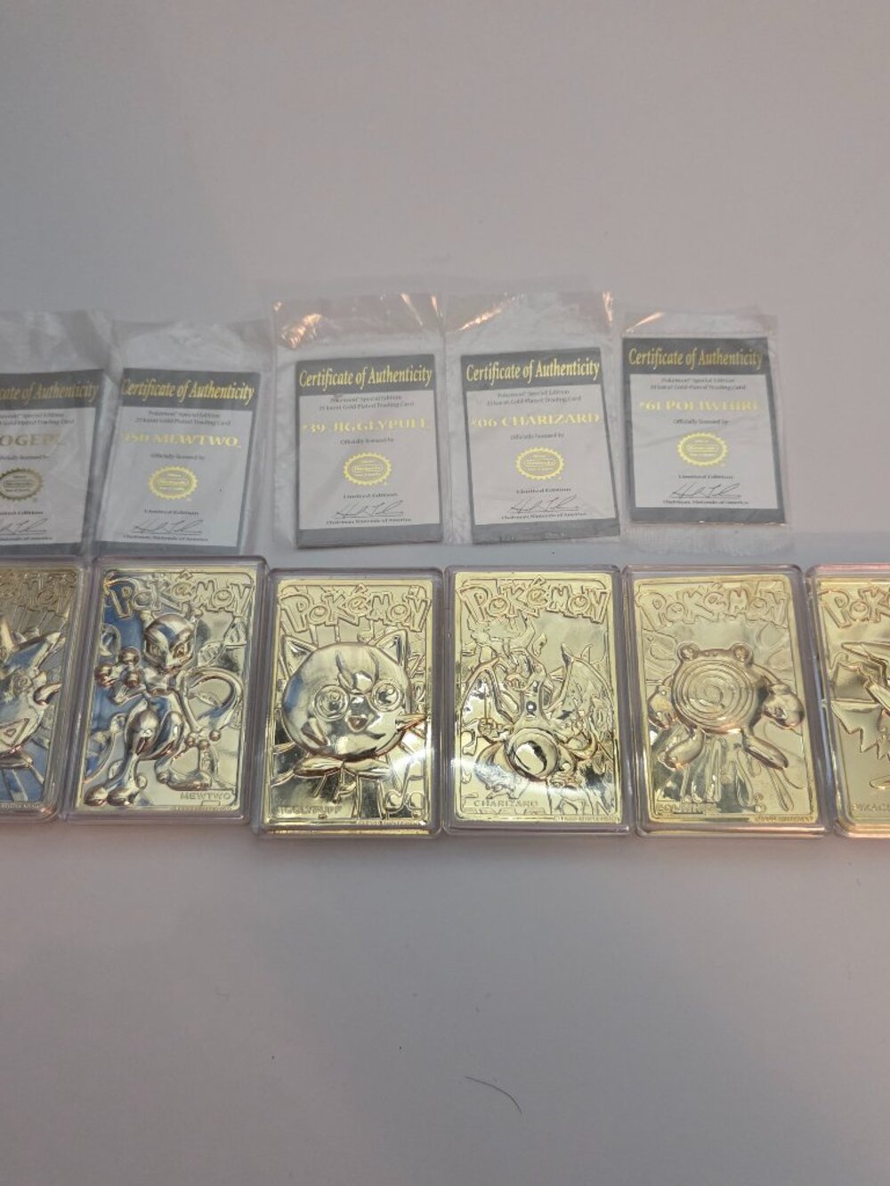Pokemon 23K Gold Plated Trading Cards 1999 Burger King Set of 6